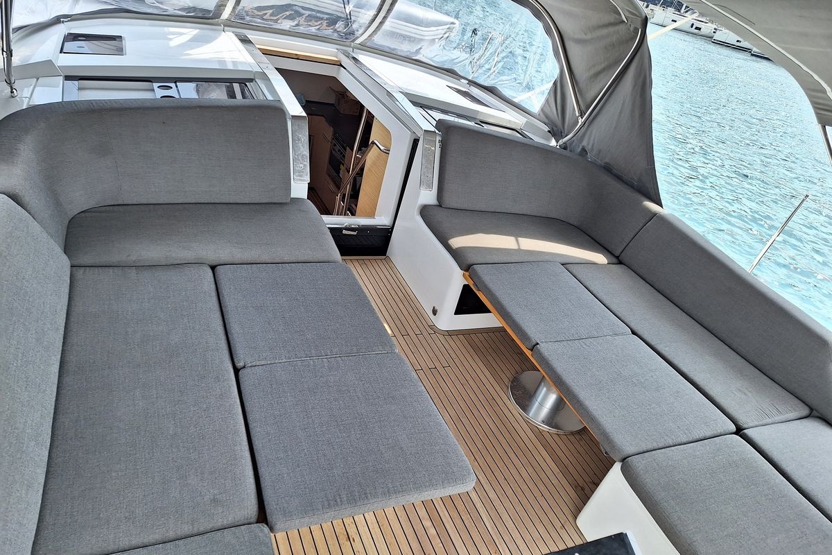 Deck of Atmosphere, a Hanse Yachts Hanse 460 sailboat at Grad Kaštela, Croatia