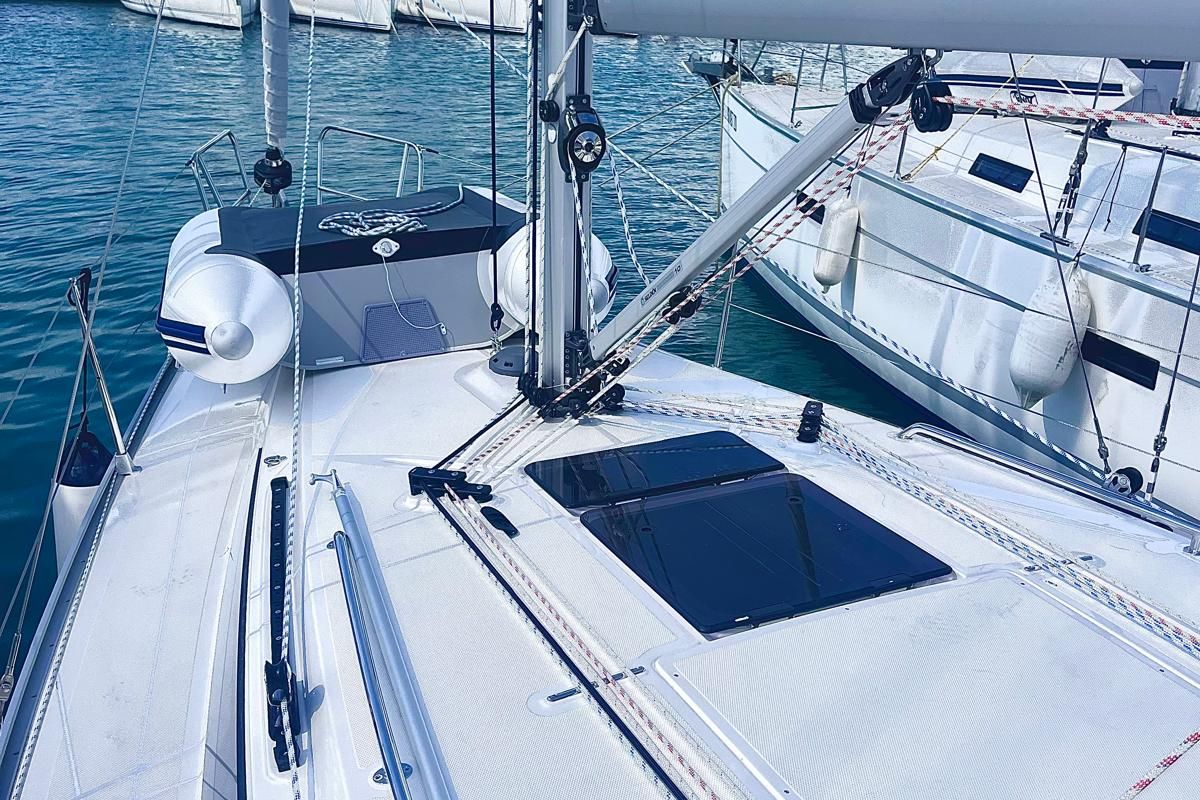 Deck of KORA, a Bavaria Cruiser 34 sailboat at Općina Sukošan, Croatia