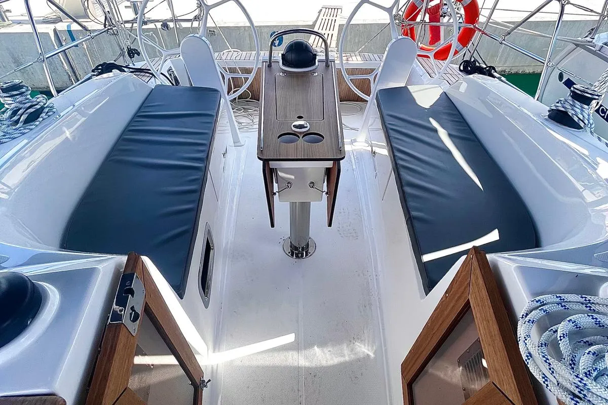 Deck of KORA, a Bavaria Cruiser 34 sailboat at Općina Sukošan, Croatia