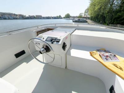Deck of Royal Classique, a Cygnet Royal Classique motorboat at Migennes, France