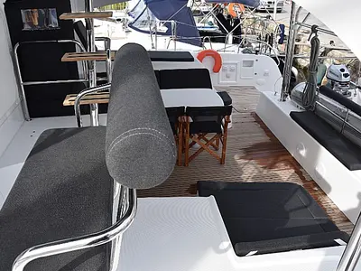 Deck of Arion, a Lagoon 42 catamaran at Skiathos, Greece