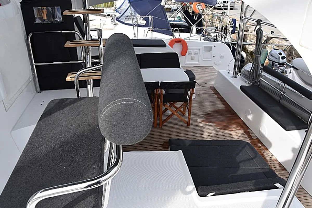 Deck of Arion, a Lagoon 42 catamaran at Skiathos, Greece