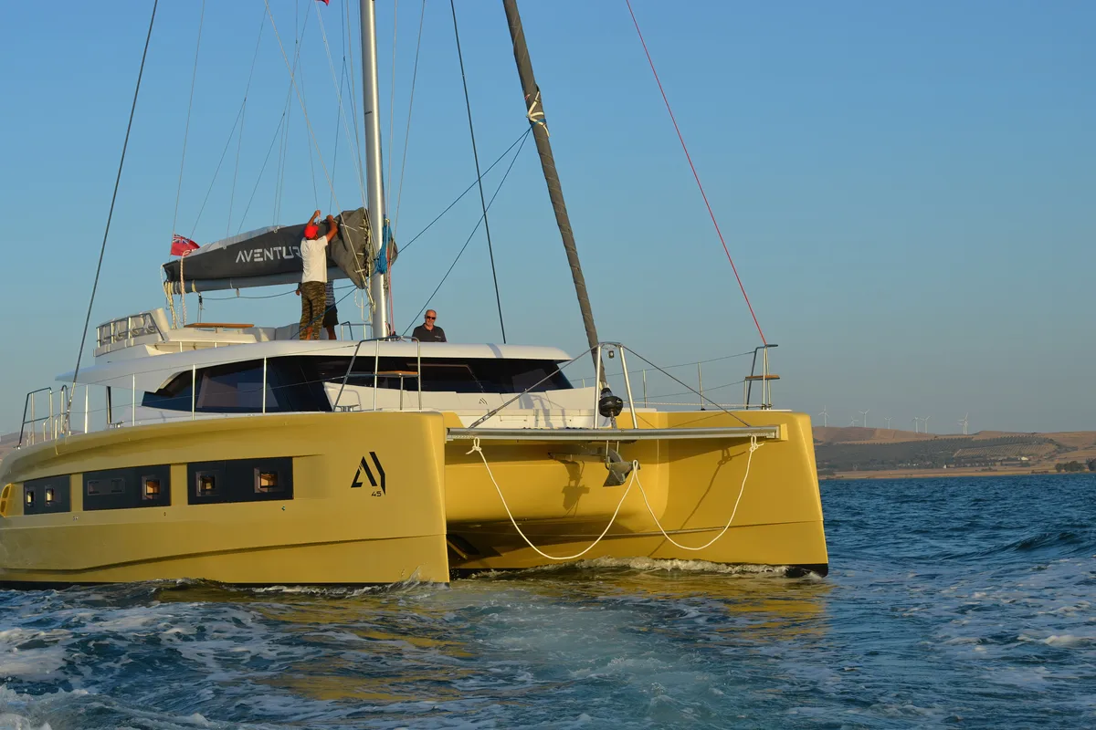Exterior view of Premium +, a Aventura Catamarans Aventura 45 catamaran at Dénia, Spain