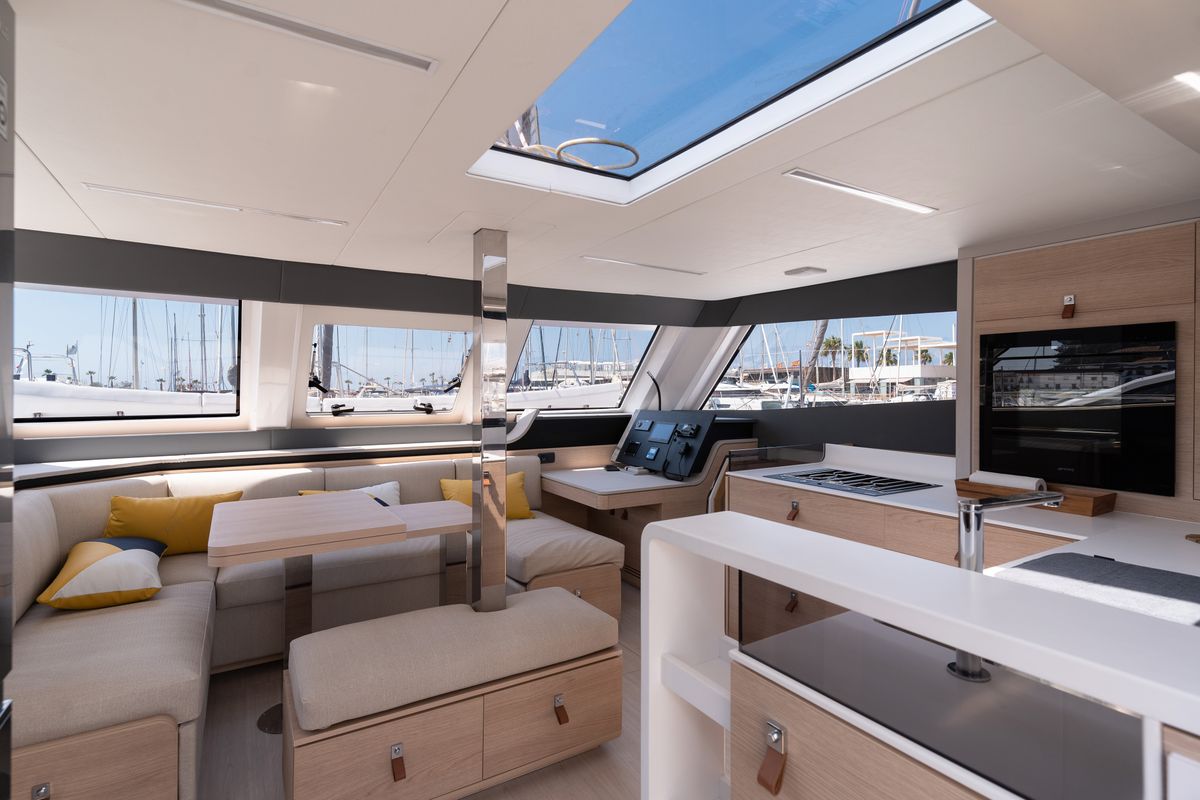 Salon of Premium +, a Aventura Catamarans Aventura 45 catamaran at Dénia, Spain