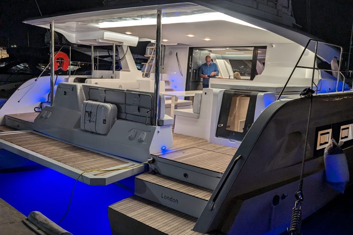 Exterior view of Premium +, a Aventura Catamarans Aventura 45 catamaran at Dénia, Spain