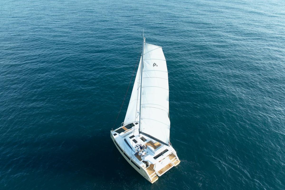Exterior view of Premium +, a Aventura Catamarans Aventura 45 catamaran at Dénia, Spain