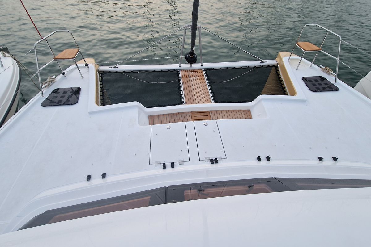 Deck of Premium +, a Aventura Catamarans Aventura 45 catamaran at Dénia, Spain