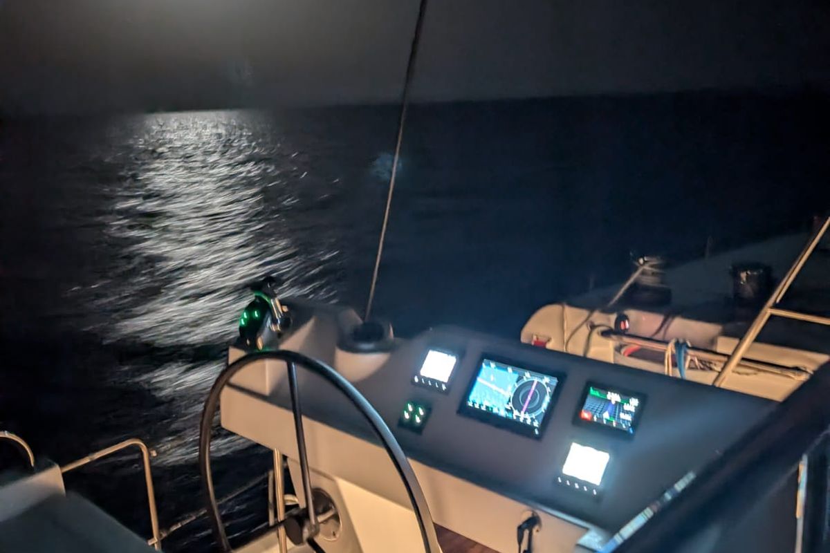 Cockpit of Premium +, a Aventura Catamarans Aventura 45 catamaran at Dénia, Spain