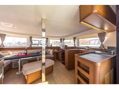 Salon of Blue Ripple I, a Lagoon 42 catamaran at Municipal Unit of Lefkada, Greece