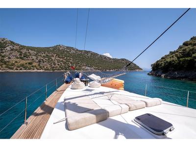 Deck of Angelo, a Gulet Gulet gulet at Fethiye, Turkey