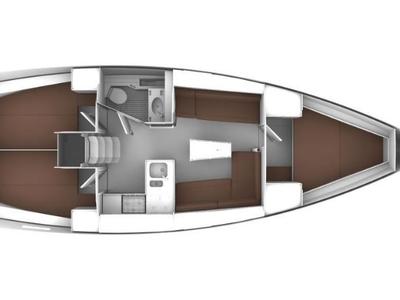 Floor plan of Dori, a Bavaria Cruiser 37 sailboat at Punat, Croatia