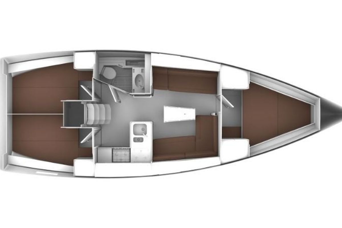 Floor plan of Dori, a Bavaria Cruiser 37 sailboat at Punat, Croatia