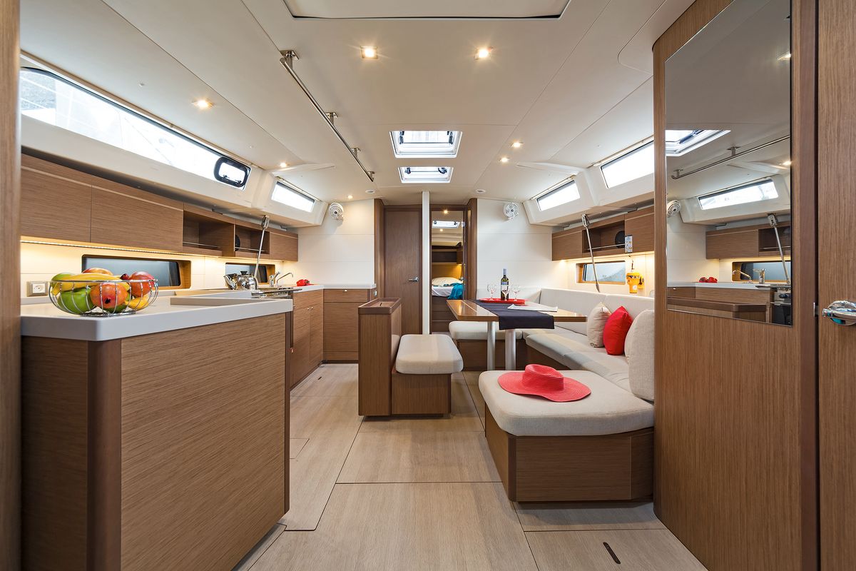 Salon of Rebekka Blue, a Beneteau Oceanis 46.1 sailboat at Municipal Unit of Rhodes, Greece