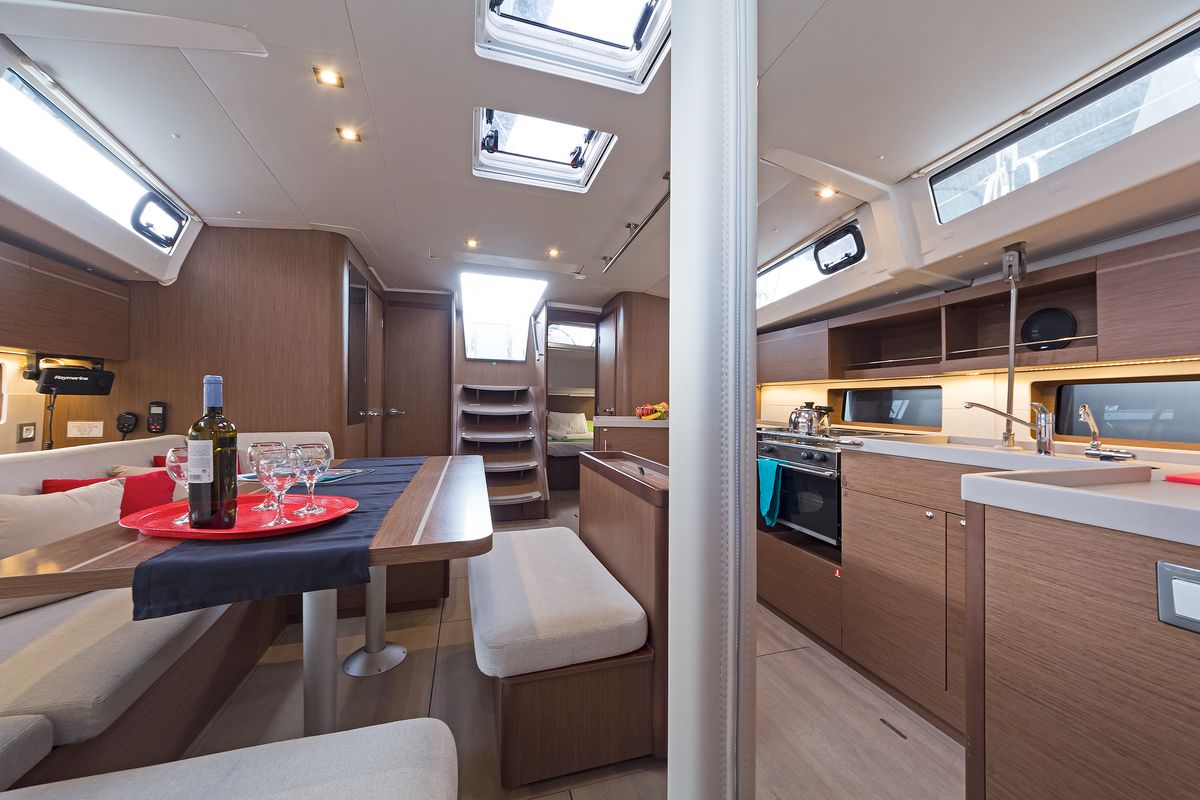 Galley of Rebekka Blue, a Beneteau Oceanis 46.1 sailboat at Municipal Unit of Rhodes, Greece