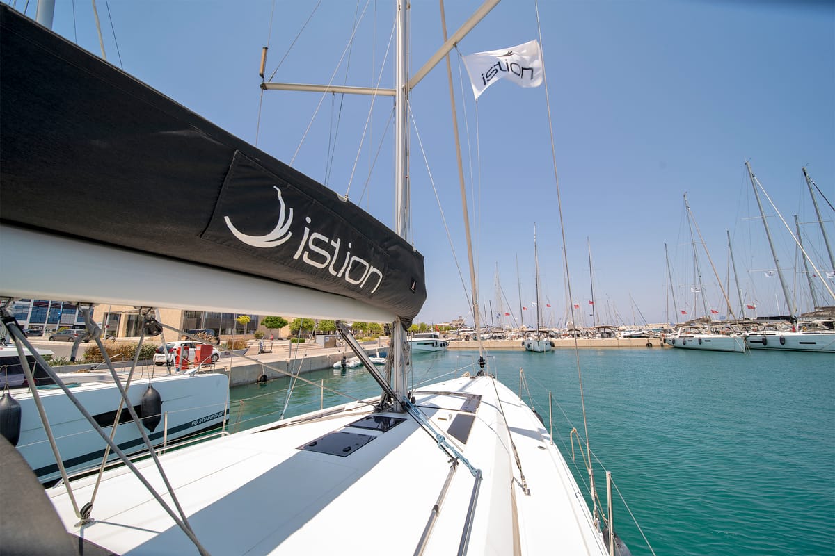 Deck of Rebekka Blue, a Beneteau Oceanis 46.1 sailboat at Municipal Unit of Rhodes, Greece