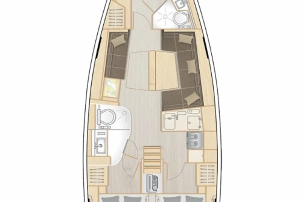 Exterior view of Tina, a Hanse Yachts Hanse 418 sailboat at Općina Sukošan, Croatia