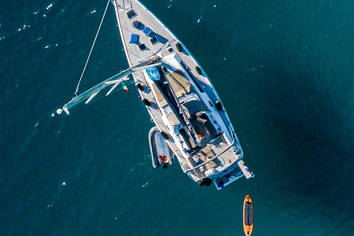 Exterior view of Yannis 65 s, a Hanse Yachts Hanse 540e sailboat at Milazzo, Italy