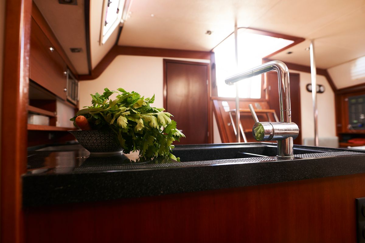 Galley of Yannis 65 s, a Hanse Yachts Hanse 540e sailboat at Milazzo, Italy