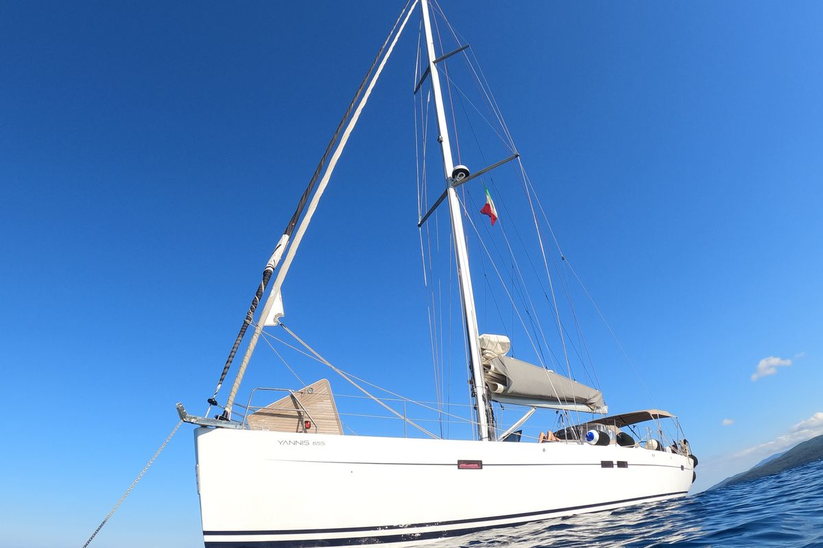 Exterior view of Yannis 65 s, a Hanse Yachts Hanse 540e sailboat at Milazzo, Italy