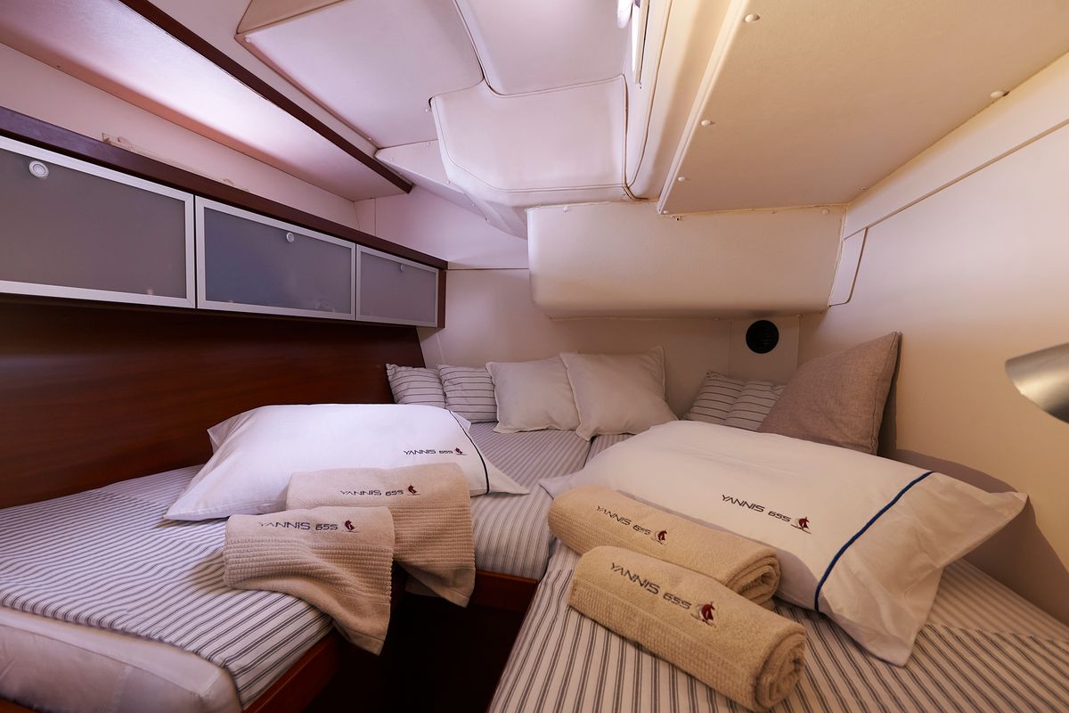 Cabin on Yannis 65 s, a Hanse Yachts Hanse 540e sailboat at Milazzo, Italy