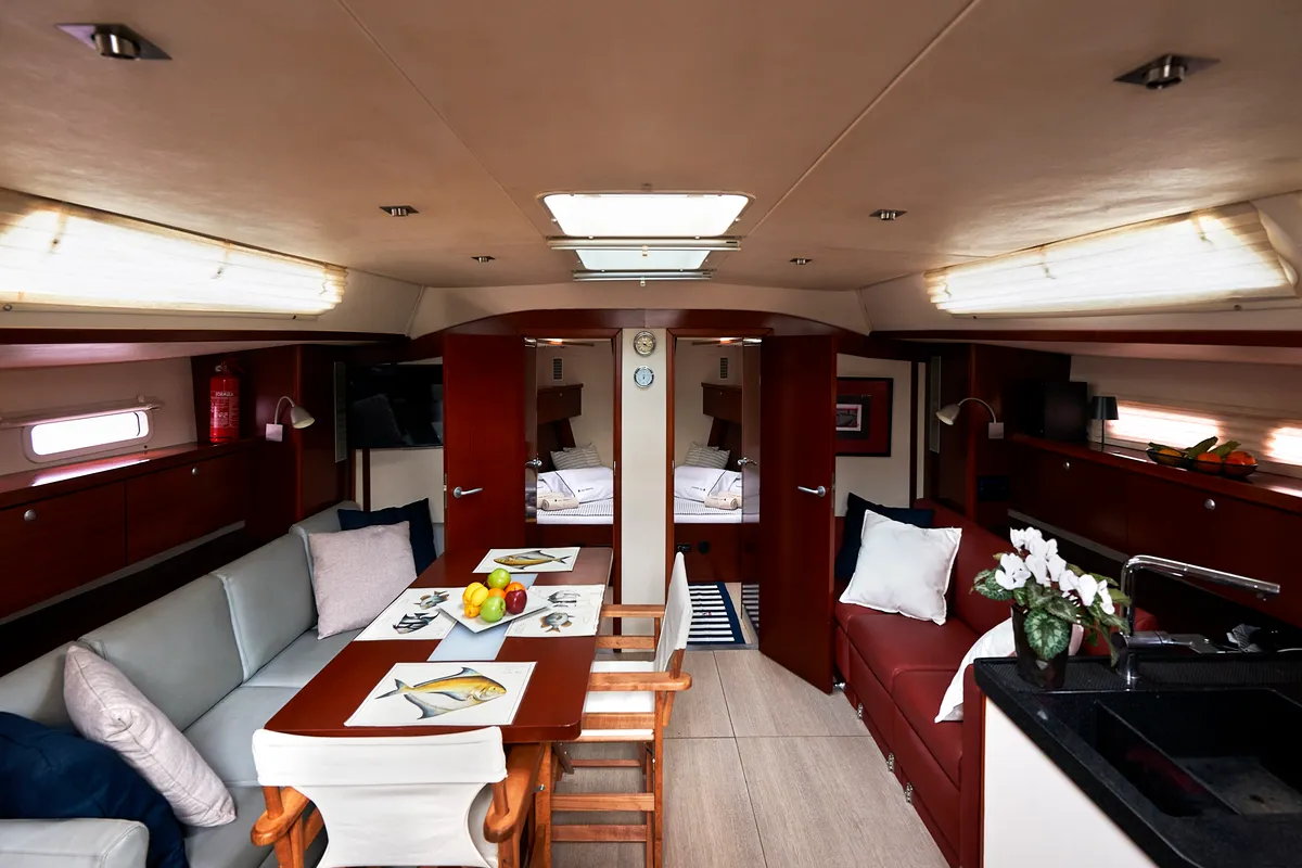 Salon of Yannis 65 s, a Hanse Yachts Hanse 540e sailboat at Milazzo, Italy