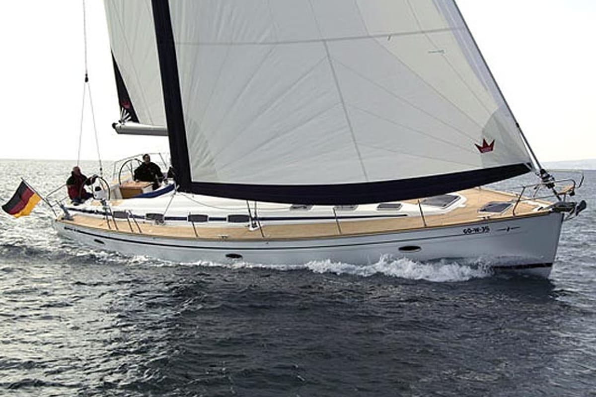 Exterior view of Canelupo, a Bavaria 50 sailboat at Punat, Croatia