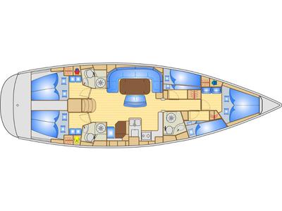 Floor plan of Canelupo, a Bavaria 50 sailboat at Punat, Croatia