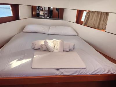 Cabin on Monica, a Beneteau Oceanis 38 sailboat at Cannigione, Italy