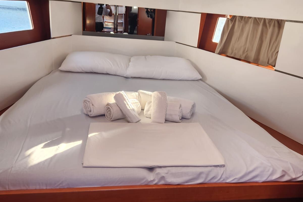 Cabin on Monica, a Beneteau Oceanis 38 sailboat at Cannigione, Italy