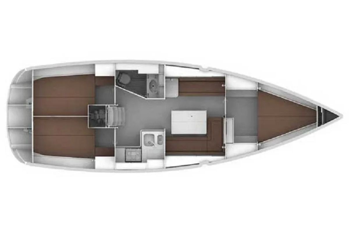 Floor plan of Nemo, a Bavaria Cruiser 36 sailboat at Općina Baška Voda, Croatia