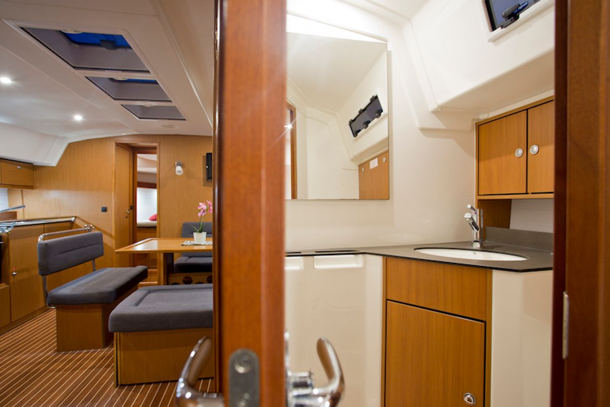Salon of Bonata, a Bavaria Cruiser 45 sailboat at Grad Šibenik, Croatia