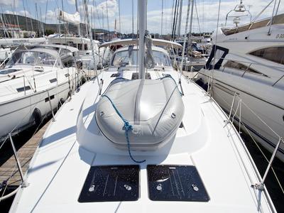 Deck of Bonata, a Bavaria Cruiser 45 sailboat at Grad Šibenik, Croatia