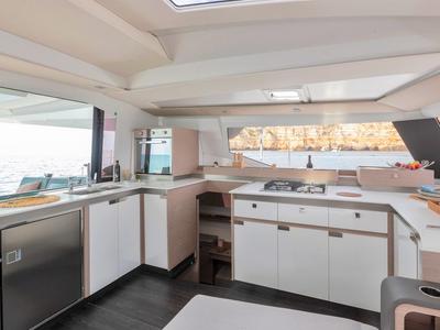Galley of Fugu II, a Fountaine Pajot Elba 45 catamaran at Municipal Unit of Rhodes, Greece