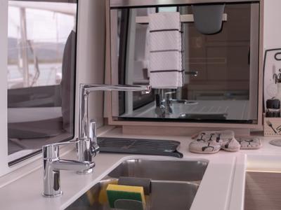 Galley of Sissy, a Fountaine Pajot Astréa 42 catamaran at Municipal Unit of Lefkada, Greece