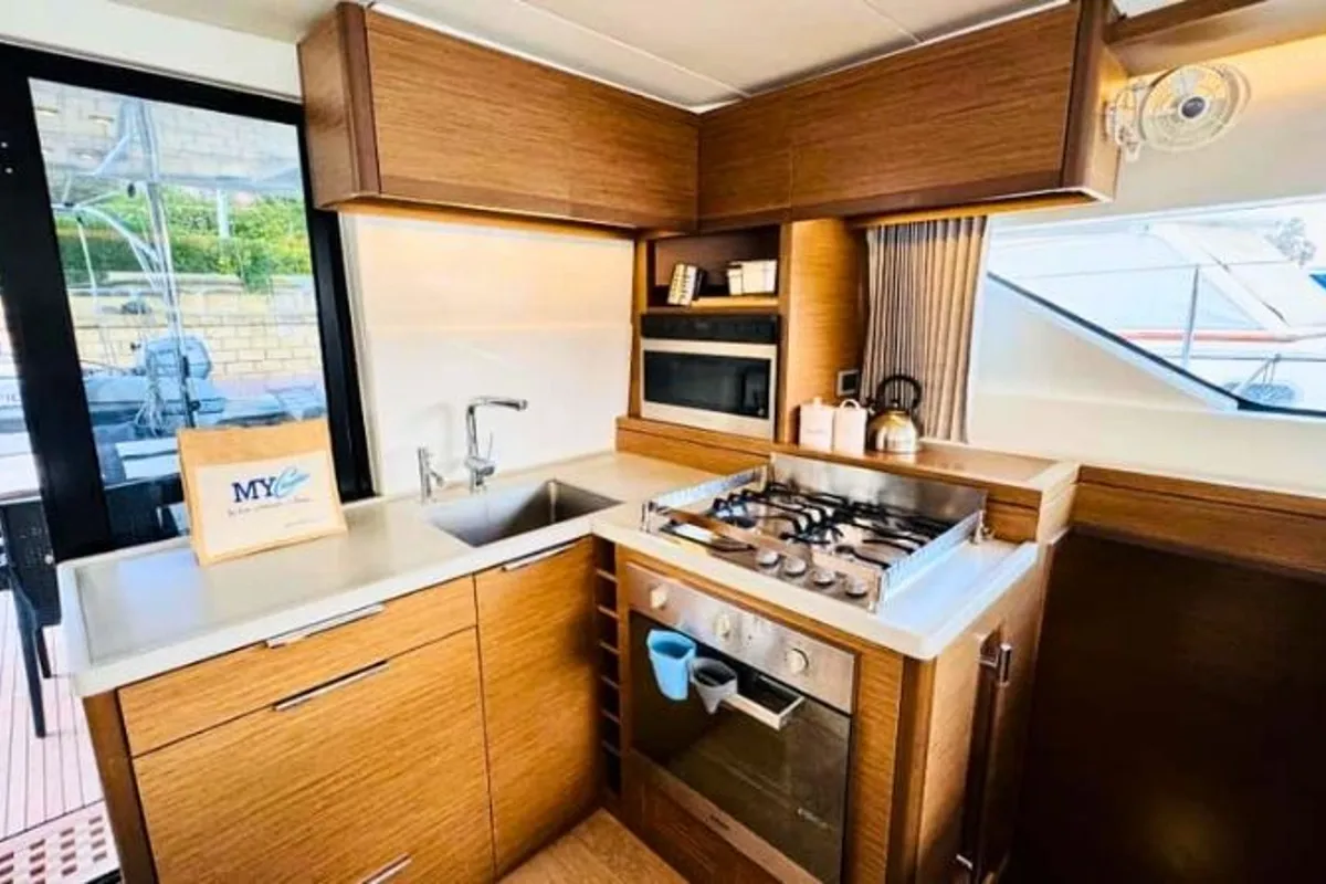 Galley of THOR, a Lagoon 50 catamaran at Olbia, Italy