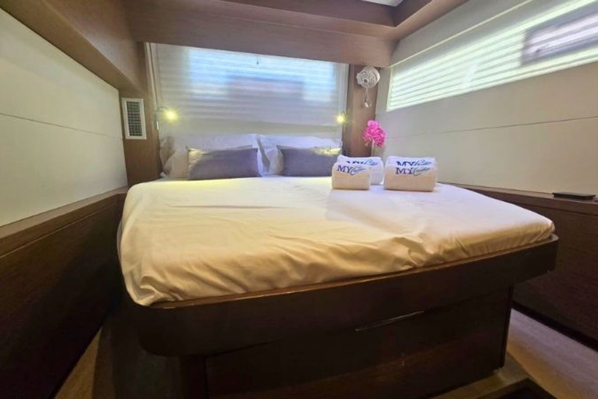 Cabin on THOR, a Lagoon 50 catamaran at Olbia, Italy