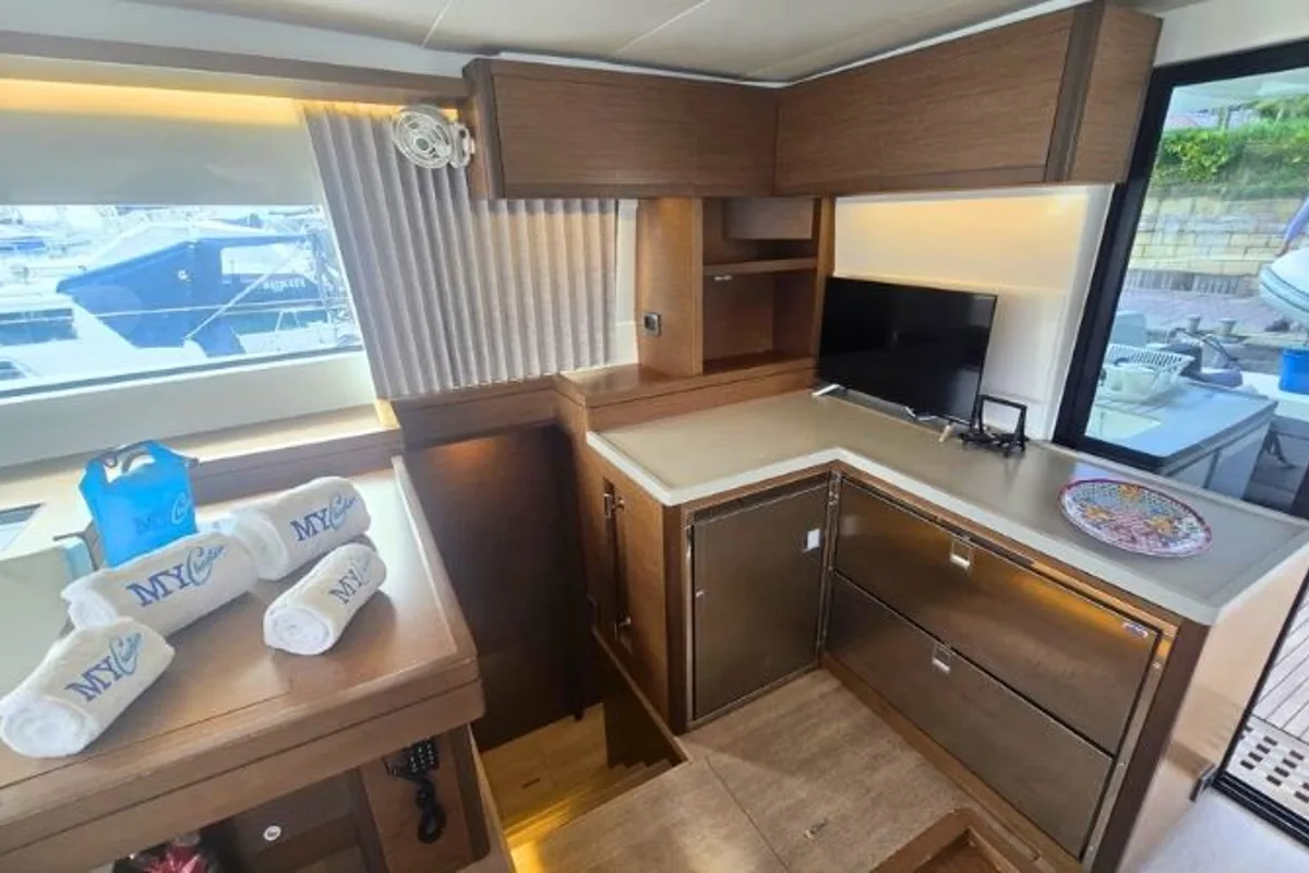 Galley of THOR, a Lagoon 50 catamaran at Olbia, Italy