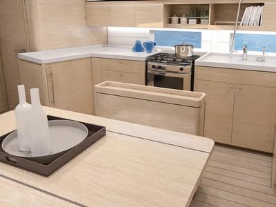 Galley of Moorings 46.3 Exclusive, a Beneteau Oceanis 46.1 sailboat at English Harbour, Antigua and Barbuda