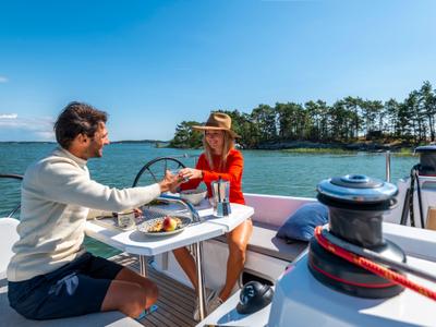 Deck of REEF, a Beneteau Oceanis 30.1 sailboat at Palma de Mallorca, Spain