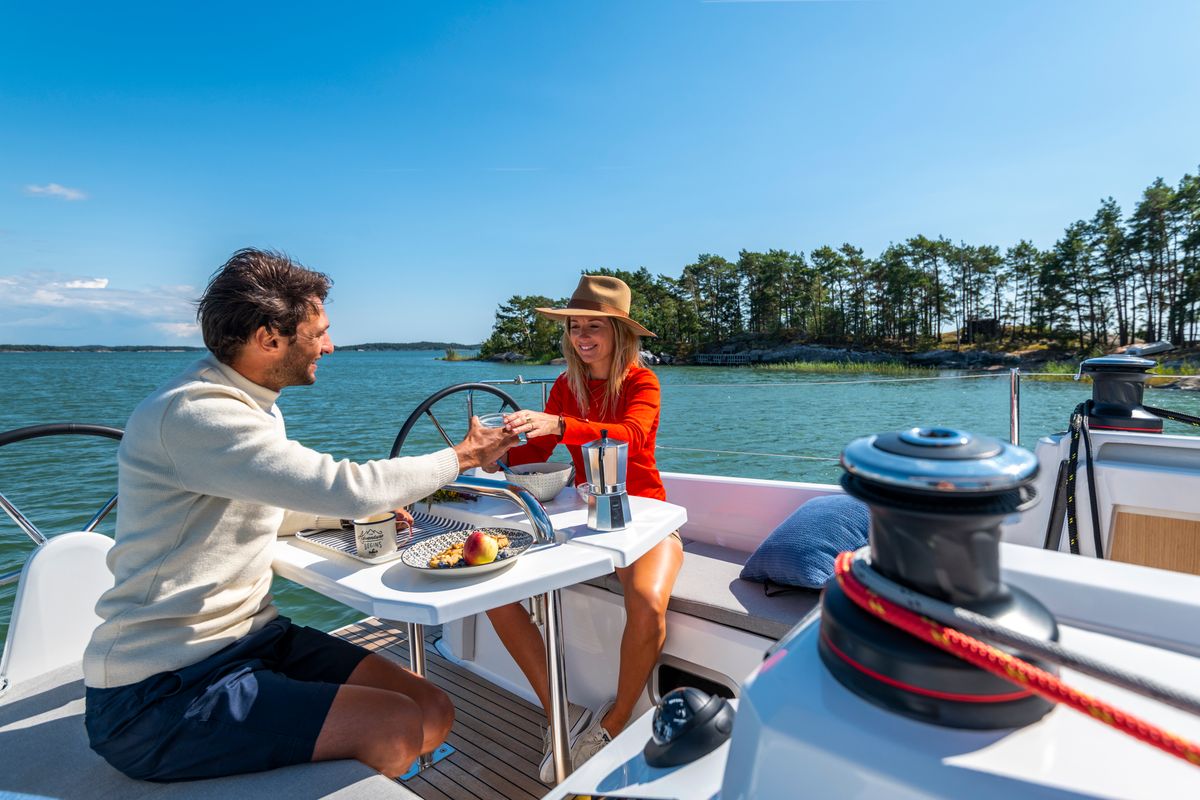 Deck of REEF, a Beneteau Oceanis 30.1 sailboat at Palma de Mallorca, Spain