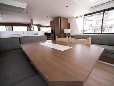 Salon of Avocado, a Bali 4.6 catamaran at Olbia, Italy