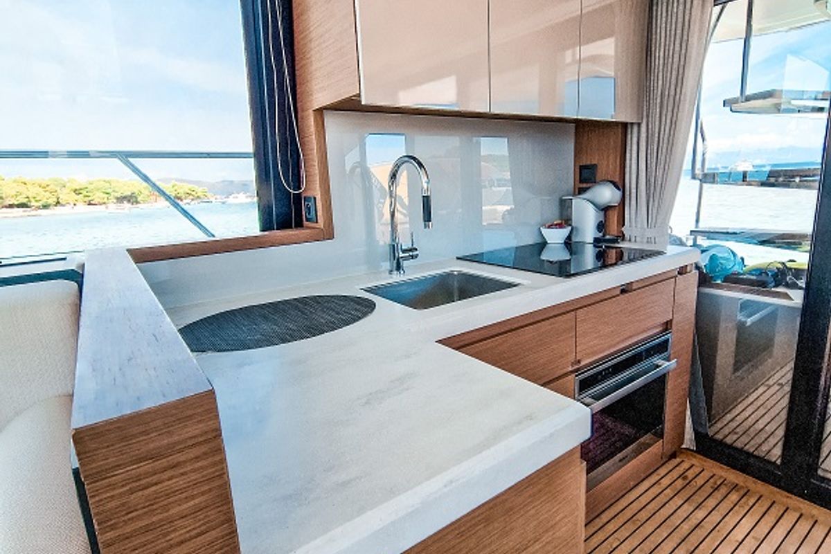 Galley of Nora, a Beneteau Monte Carlo 52 motorboat at Seget Donji, Croatia