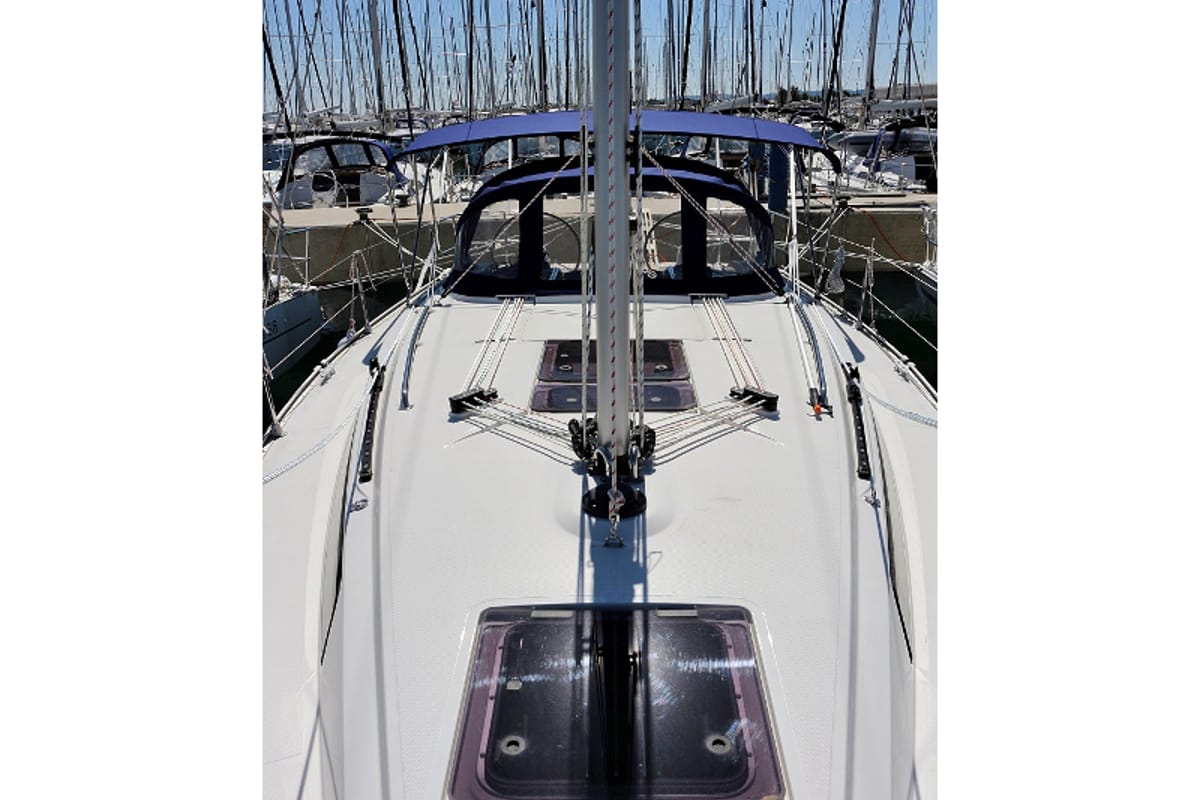 Deck of Vita, a Bavaria Cruiser 34 sailboat at Općina Sukošan, Croatia