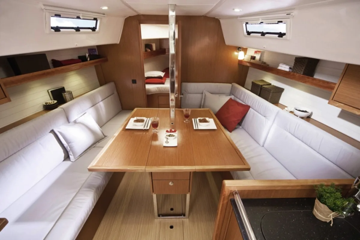 Salon of Star Chiara, a Bavaria 32 Cruiser sailboat at Punat, Croatia