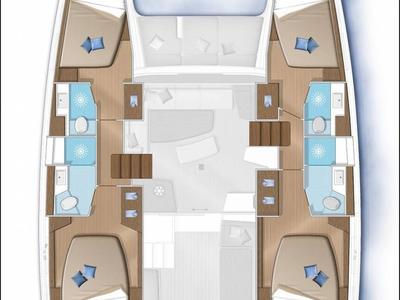 Floor plan of Zil II, a Lagoon 42 catamaran at Seychelles, Mahe, Seychelles