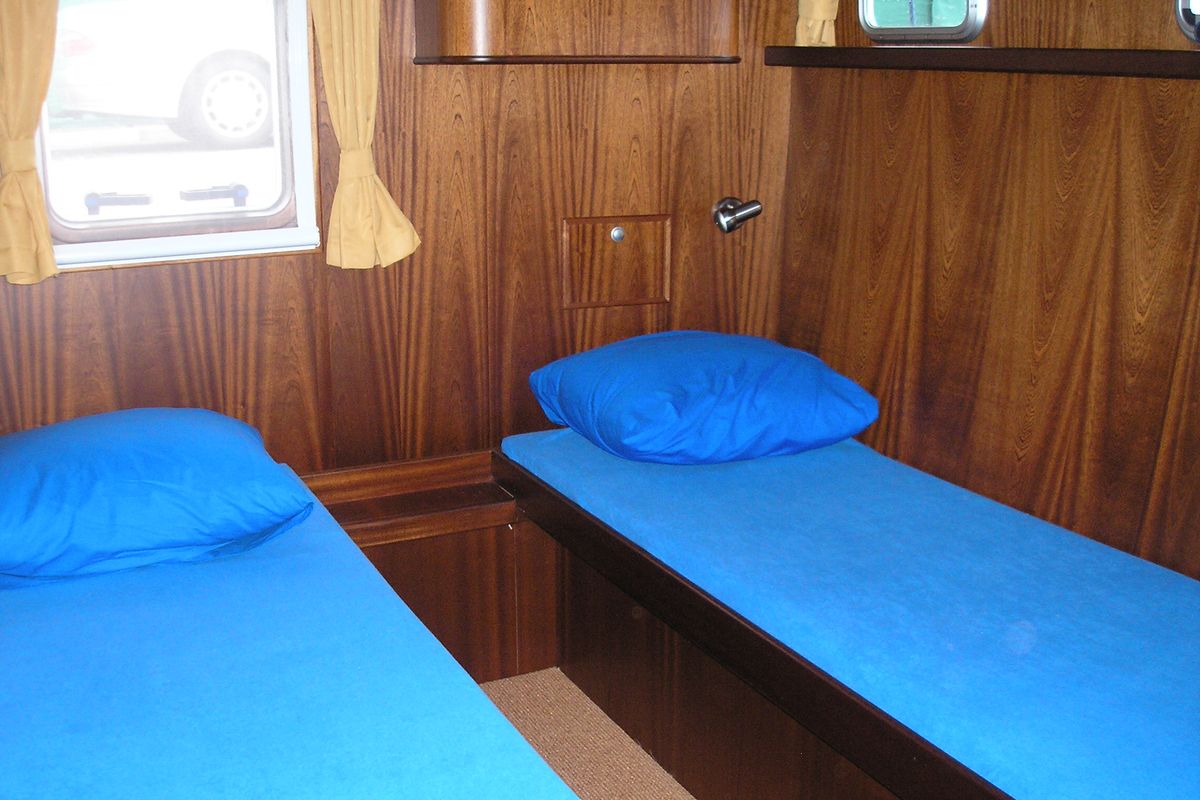 Cabin on Emma, a Gulet Hibo 1300 motorboat at Woudsend, Netherlands