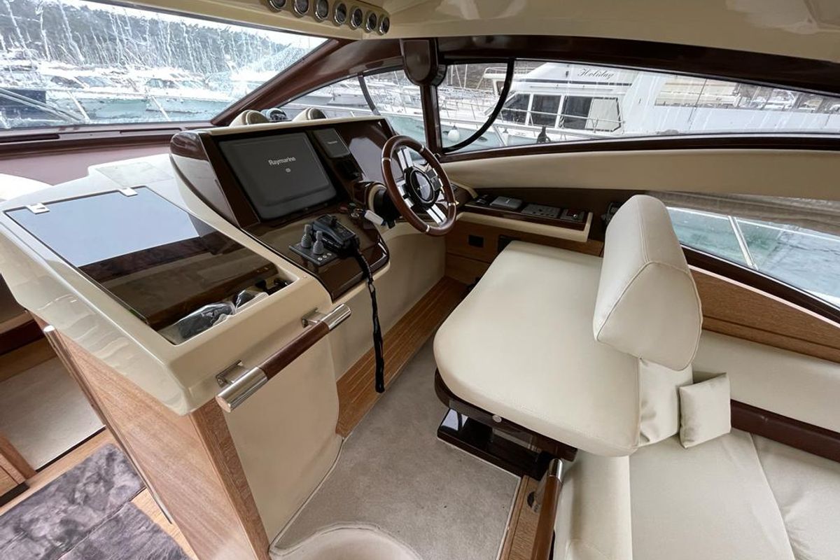 Cockpit of Kecalu, a Azimut 47 motorboat at Primošten, Croatia