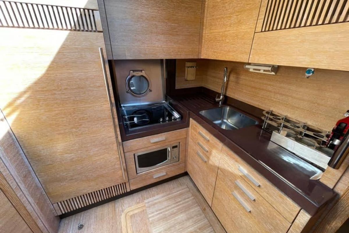 Galley of Kecalu, a Azimut 47 motorboat at Primošten, Croatia