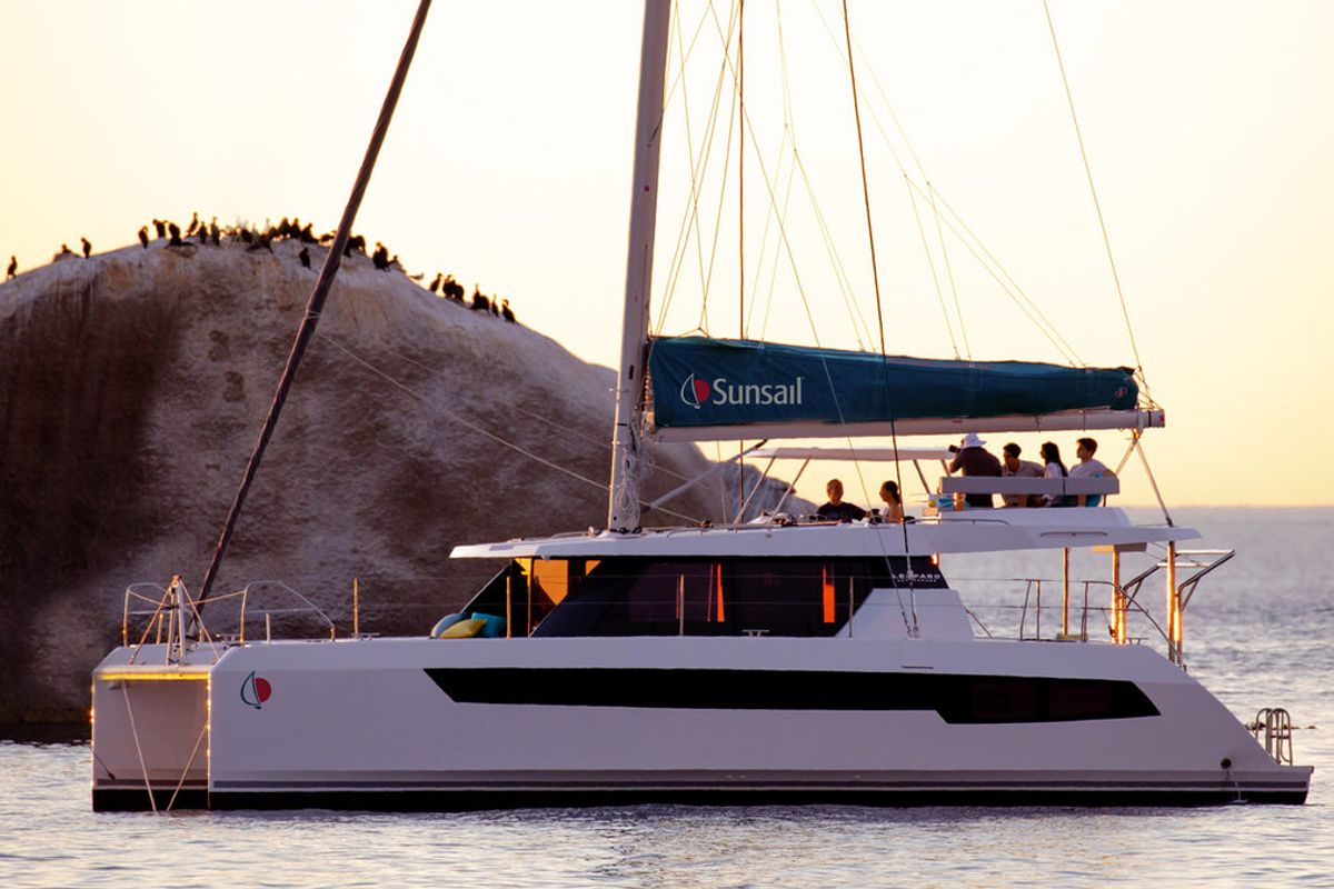 Exterior view of Sunsail 424/4/4 Classic, a Gulet Sunsail 424 catamaran at Municipal Unit of Lefkada, Greece