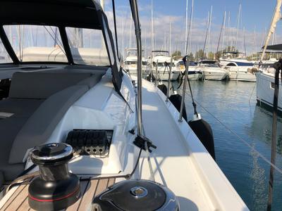 Cockpit of Salt Water, a Beneteau Oceanis 51.1 sailboat at Athens, Greece